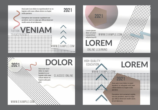 Flyer Layout with Paper Cut Simple Layered Geometric Shapes