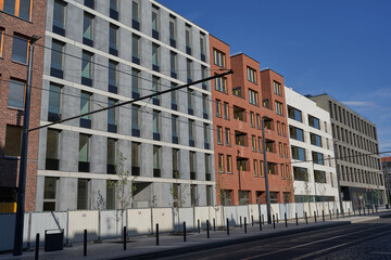 Prague, Czech Republic - July 5, 2023 -  Smichov City - new office buildings on a sunny summer morning