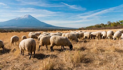 sheep grazing in dry season