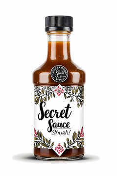 bottle of Secret Sauce graphic on white background