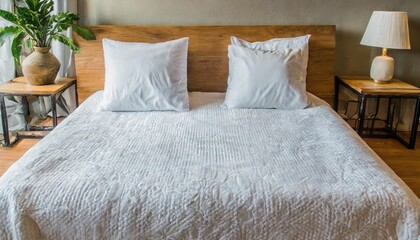 white clean pillows and blanket
