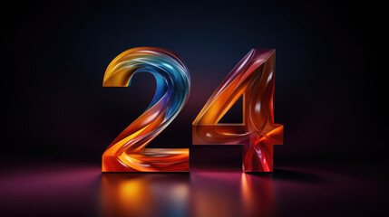 Golden-red 3D number 22 on black background . Anniversary 22. Poster template for Celebrating 22th anniversary event party. Banner. Copy space