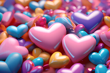 Fototapeta premium pastel color hearts background for valentine specials