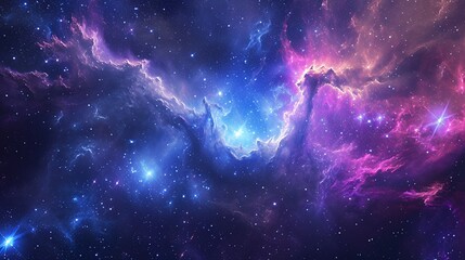 A vibrant and colorful space scene with a purple and blue background Generative AI