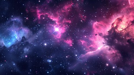 Obraz premium Pink Nebula with Purple and Pink Stars Generative AI