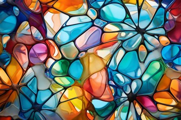 Abstract artwork made from colored glass pieces arranged in an artistic pattern. Generative AI