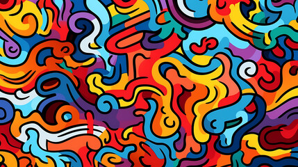 Fototapeta premium Funny doodle seamless pattern, artistic background