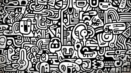 Obraz premium Funny doodle seamless pattern, artistic background