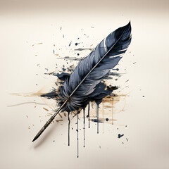 quill and inkwell - obrazy, fototapety, plakaty