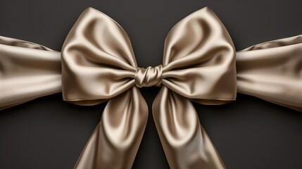 A shiny gold bow with a black background. Generative AI