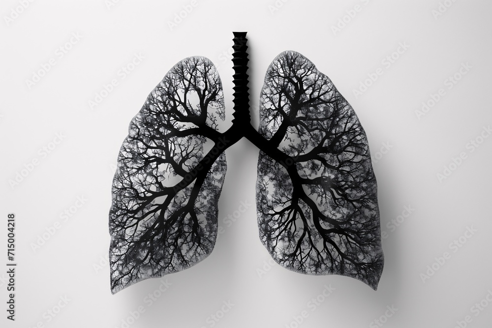 Poster a black and white image of a lung generative ai
