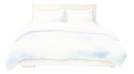 The white duvet, like a blank canvas, invites the viewer to imagine the possibilities. water color, cartoon, hand drawing, animation 3D, vibrant, minimalist style. ai generated.