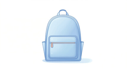 A blue backpack on a light background water color, cartoon, hand drawing, animation 3D, vibrant, minimalist style. ai generated.