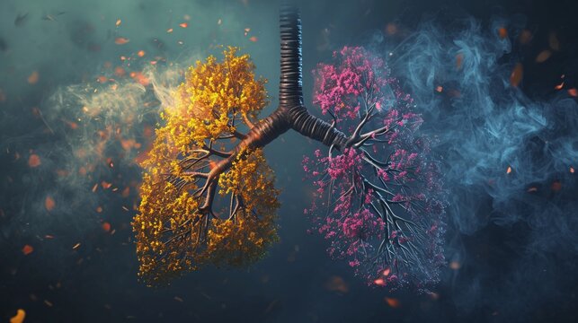Two Different Color Lungs Generative AI