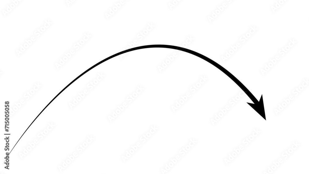 Poster animated linear symbol of arrow is drawn. hand drawn black arrow points to the right. vector illustr