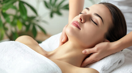 Obraz na płótnie Canvas A woman enjoying a relaxing back massage at a luxurious spa.