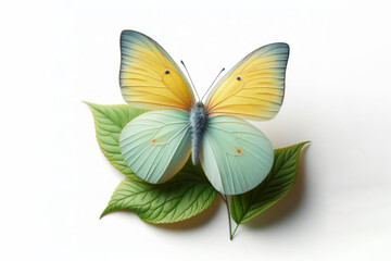Fototapeta na wymiar Clouded Sulphur Butterfly isolated on solid white background. ai generative