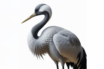 Crane bird isolated on solid white background. ai generative
