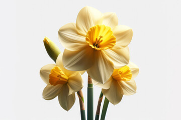Daffodil flower isolated on solid white background. ai generative