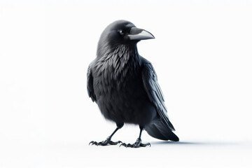 full body Crow bird isolated on solid white background. ai generative