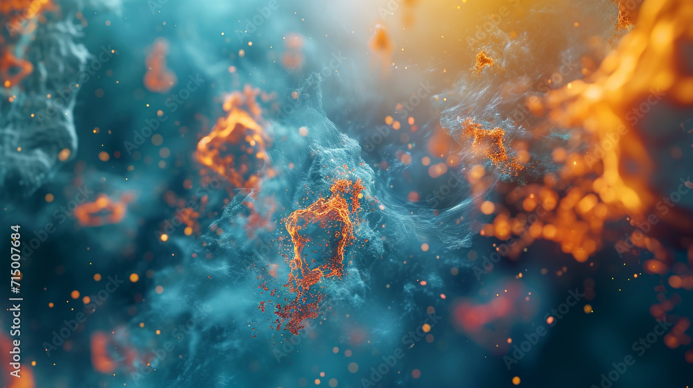 Poster a dynamic, high-resolution image of microbial motion in a liquid medium, microbe, dynamic and dramat