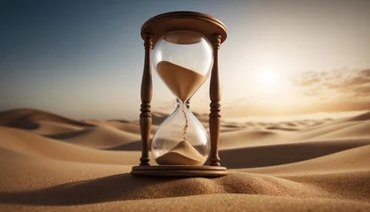 Foto op Canvas An hourglass with sand running out. AI generated © Mystery