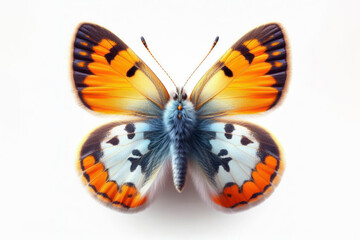Orange Tip Butterfly isolated on solid white background. ai generative