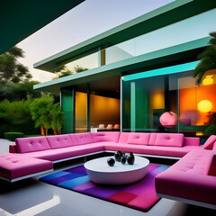 Futuristic Modern House with vibrant sky color ideas 