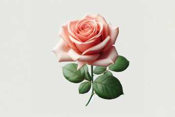 Rose flower isolated on solid white background. ai generative