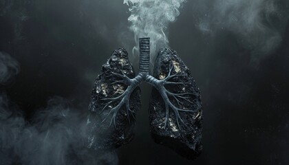A black and white image of a lung with smoke coming out of it Generative AI - obrazy, fototapety, plakaty