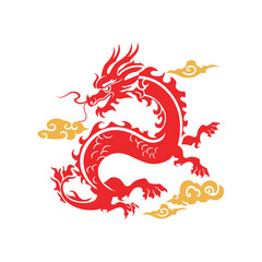 red dragon, Chinese, Chinese New Year, illustration vector,