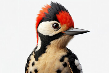 Woodpecker bird isolated on solid white background. ai generative