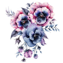 Watercolor Floral Gothic Arrangement Isolated on a Transparent Background, png