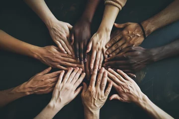 Foto op Plexiglas A group of people holding hands in a circle Generative AI © Bipul Kumar