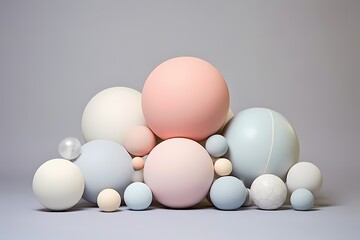 Subdued pastel orbs arranged in a precise geometric pattern, radiating a calming and sophisticated aura.