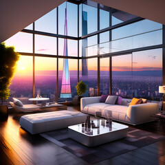 Futuristic Modern House with vibrant sky color ideas 