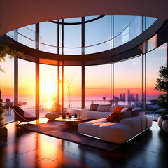 Futuristic Modern House with vibrant sky color ideas 