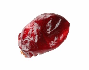 One tasty dried cranberry isolated on white