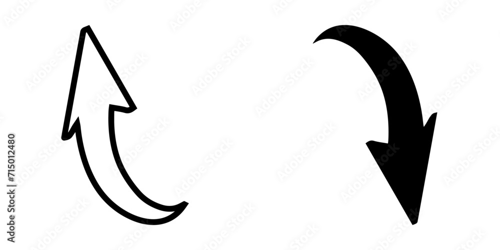 Poster curved arrow icon vector. arrow pointer icon sign symbol vector. arrow up down vector icon illustrat