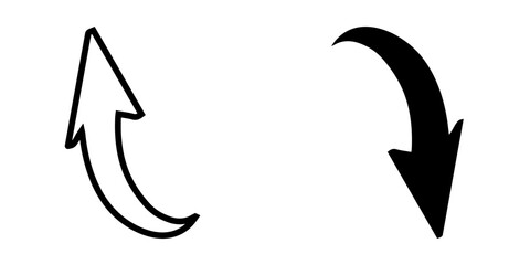 Curved arrow icon vector. Arrow pointer icon sign symbol vector. Arrow up down vector icon illustration isolated on white background