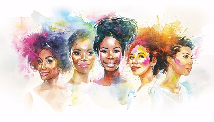 Colorful Portrait of Five Women Generative AI - obrazy, fototapety, plakaty