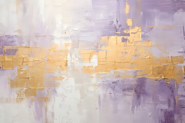 Subtle lavender strokes interlace with bold mustard hues, forming an abstract dreamscape on the canvas.