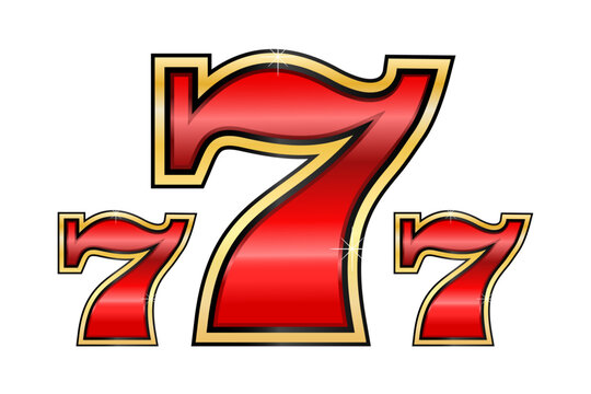  Red and gold number 777 on a white background. Vector illustration.