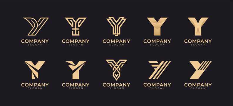 Letter Y logo alphabet vector symbol. Set of abstract initial letters Y monogram logo template, icon for business