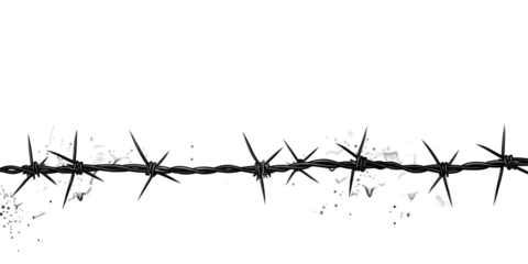 A barbed wire running horizontally through the picture, banner, isolated