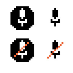 Fototapeta premium Microphone icon. Speaker on, off pixel sign. Sound symbol mobile app.