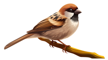 A cute sparrow, isolated, white background