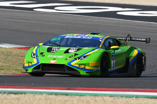 Scarperia, 29 September 2023: Lamborghini Huracan Evo 2 of team Vsr drive by Liberati Edoardo and Michelotto Mattia in action during practice of Italian Championship at Mugello Circuit. Italy..