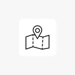 Maps black outline icon , vector, pixel perfect, illustrator file