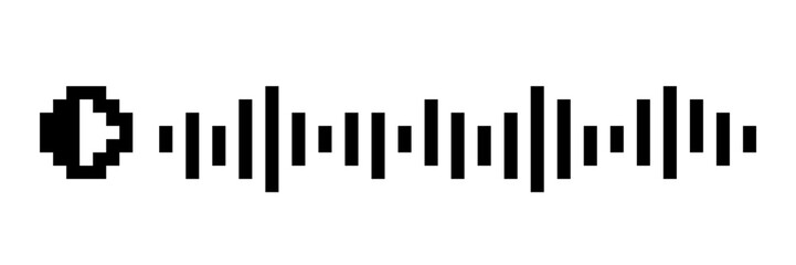 Voice message pixel icon. Voice track audio button. Mobile voicemail
